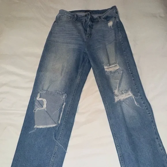 Distressed Blue Denim Jeans - Picture 2 of 3